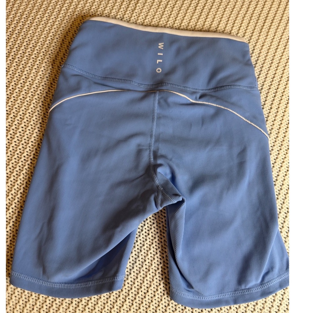 Wilo The Label Ribbed Biker Shorts Blue High Waisted Athletic XS